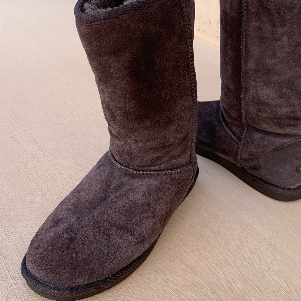 Bremby womens brown boots suede sheepskin boots size W10 cozy winter casual - Picture 12 of 16